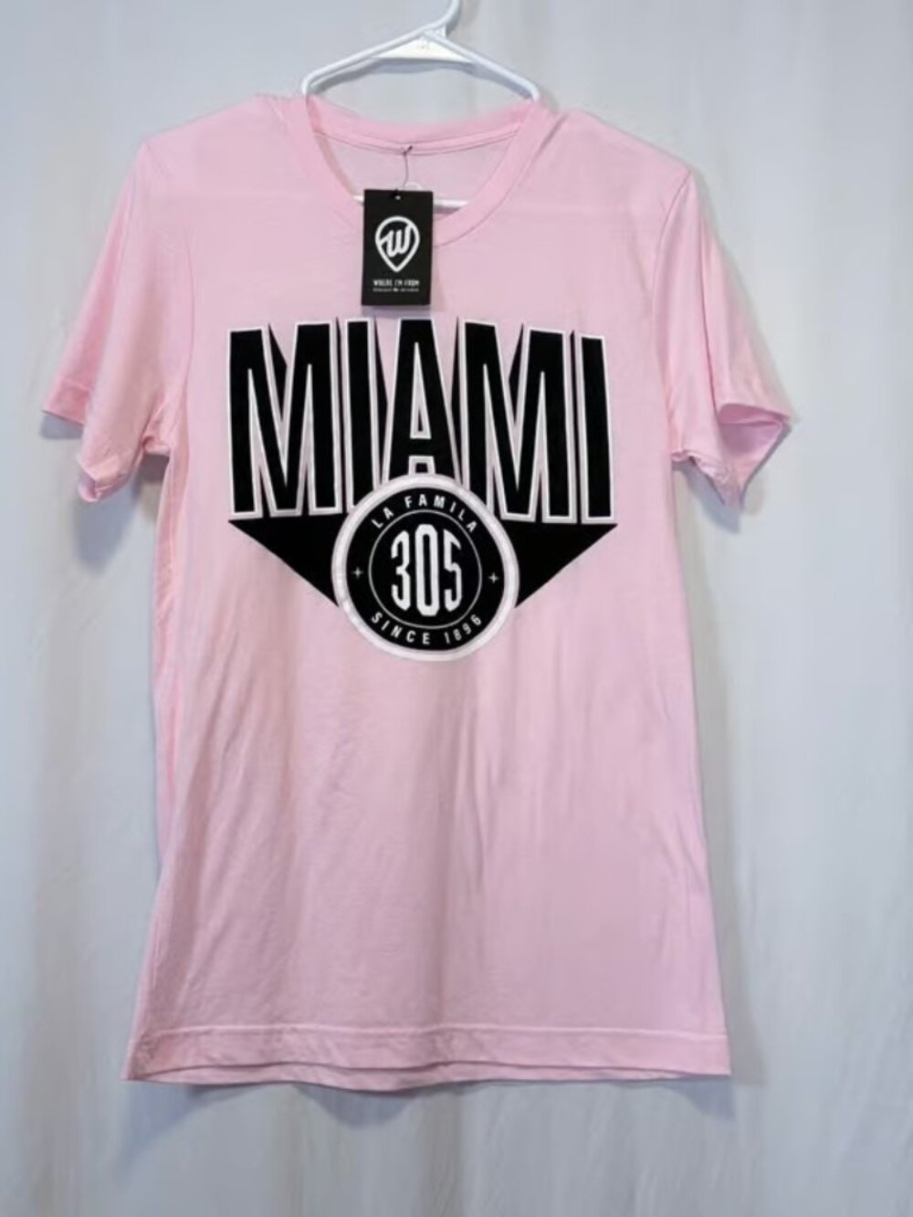 Where I'm From Miami T-Shirt 305 Graphic Pink Short Sleeve Tri-Blend Small